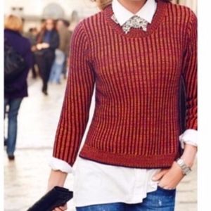 CAbi Chunky Melange Lava Striped Knit Sweater